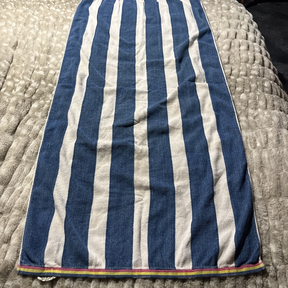Vintage Franco Beach Towel Rainbow Edge Stripes Colorful